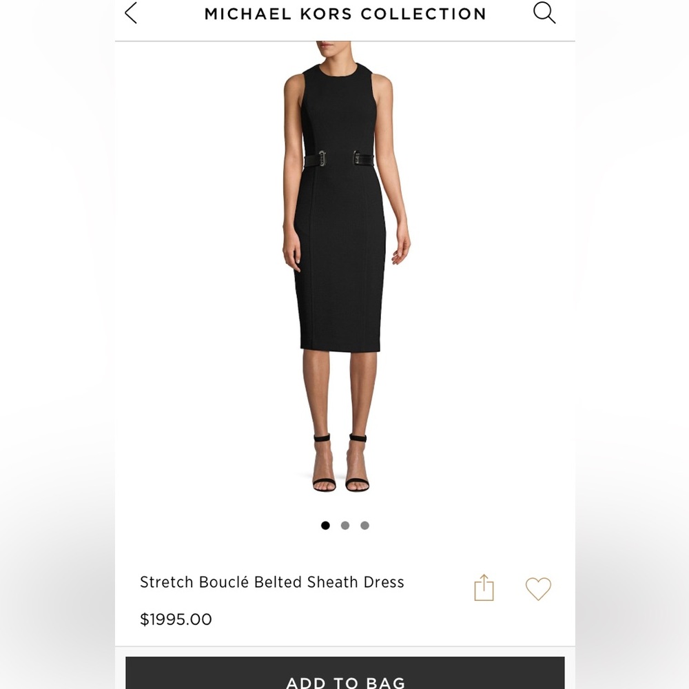 Michael Kors Collection dress size 6 EXCELLENT condition black w/ leather belt